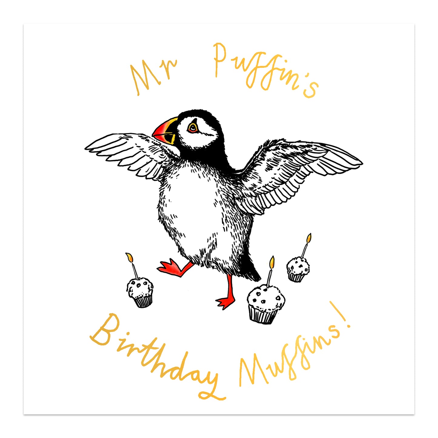 Birthday card - 'Mr Puffin's birthday muffins'