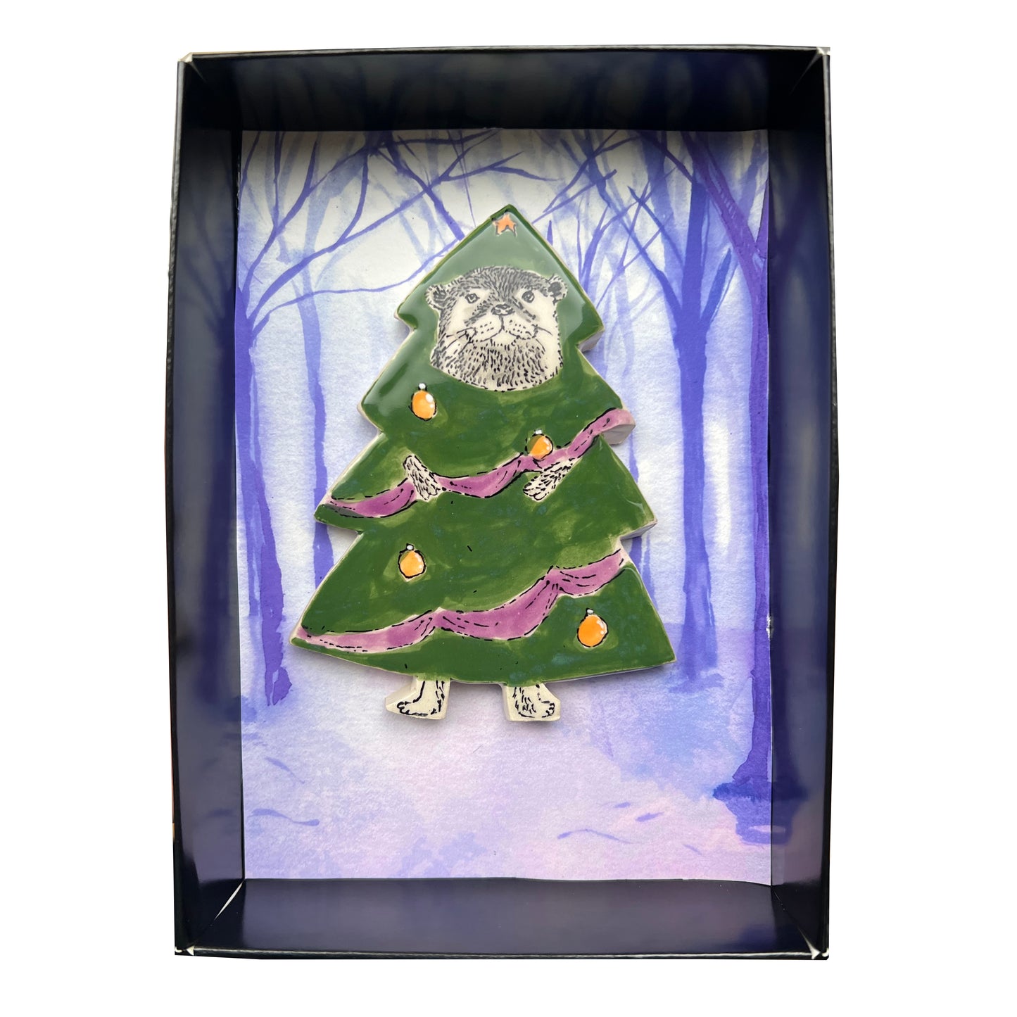 'Otter tree' Ceramic Christmas Decoration